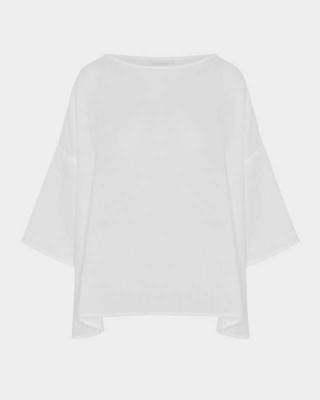 Sloped-Shoulder Wide A-Line Scoop-Neck Top (Mid Length)